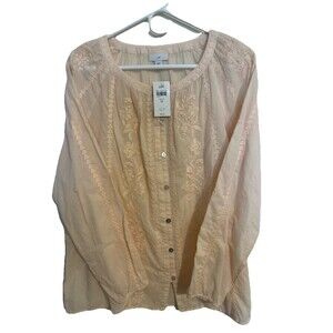 NWT J Hill Women’s 100% Cotton 3/4 Sleeve Blouse Size M